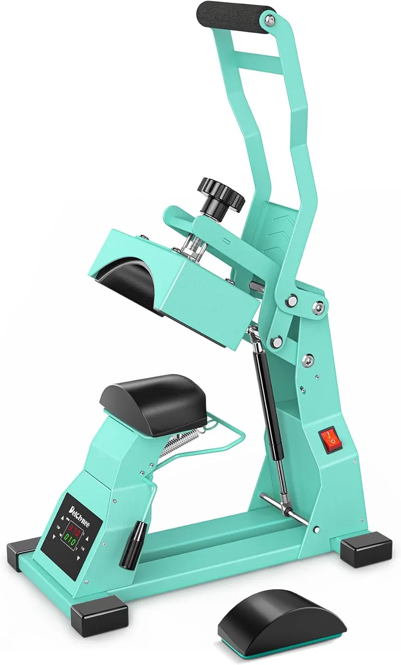 Delclynee Hat Heat Press Machine for Caps with 2pcs Interchangeable Platens